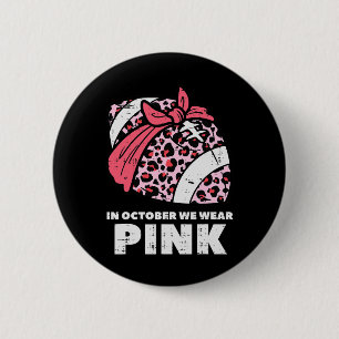 Macaron Rond 5 Cm Nous Portons Pink Football Breast Cancer Sensibili