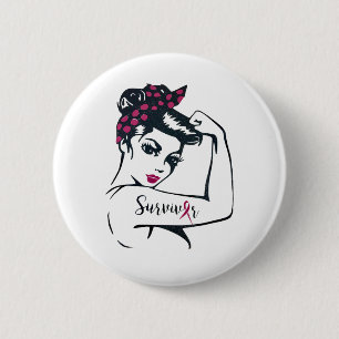 Macaron Rond 5 Cm Nous Pouvons Le Traiter Rosie Riveter Cancer Du Se