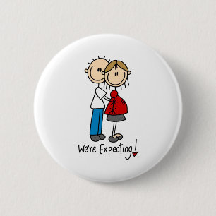 Macaron Rond 5 Cm Nous prévoyons ! Chiffre enceinte bouton de bâton