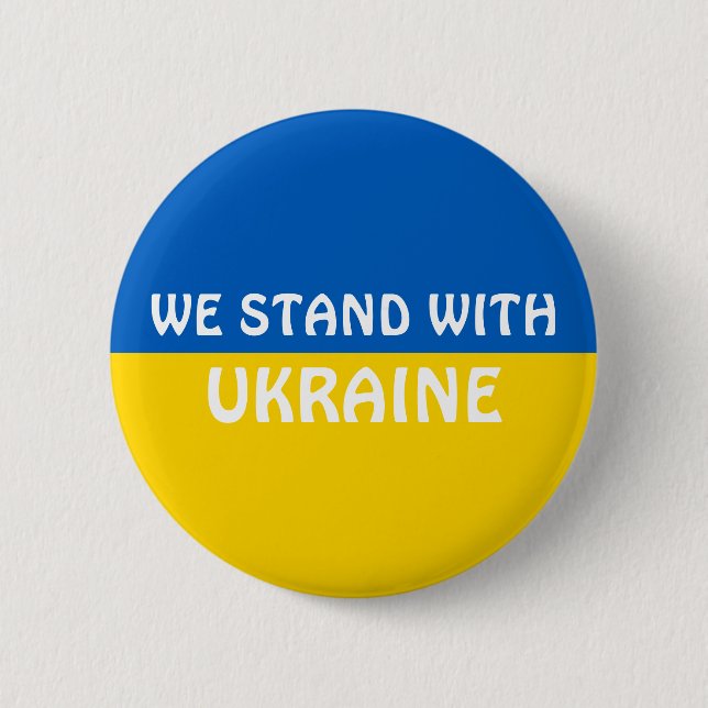 Macaron Rond 5 Cm Nous sommes avec l'Ukraine | Afficher le support (Devant)