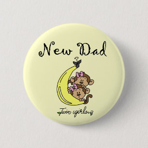Macaron Rond 5 Cm Nouveau papa de Twin Girls Tshirts et cadeaux