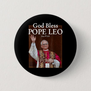 Macaron Rond 5 Cm Nouveau Pape 2025 Dieu bénisse le Pape Leo 8 mai 2