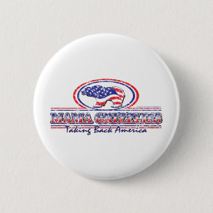 Macaron Rond 5 Cm NOUVEAU-Patriotique-Grizzly