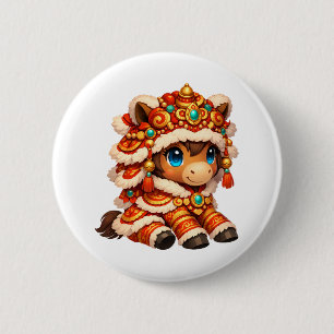 Macaron Rond 5 Cm Nouvel An Chinois Cheval 2026 Zodiaque