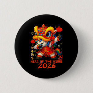 Macaron Rond 5 Cm Nouvel An chinois de l'année du cheval 2026 Nouvel