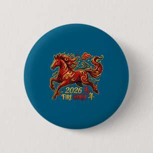 Macaron Rond 5 Cm Nouvel An Chinois du Cheval 2026 Cheval de Feu Chi
