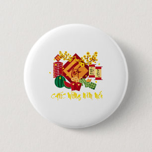 Macaron Rond 5 Cm Nouvel An lunaire vietnamien 2026 Tet Viet Chuc Mu