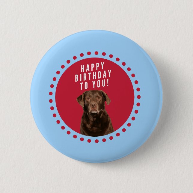 Macaron Rond 5 Cm Nouvel anniversaire joyeux du chien de triever Bro (Devant)
