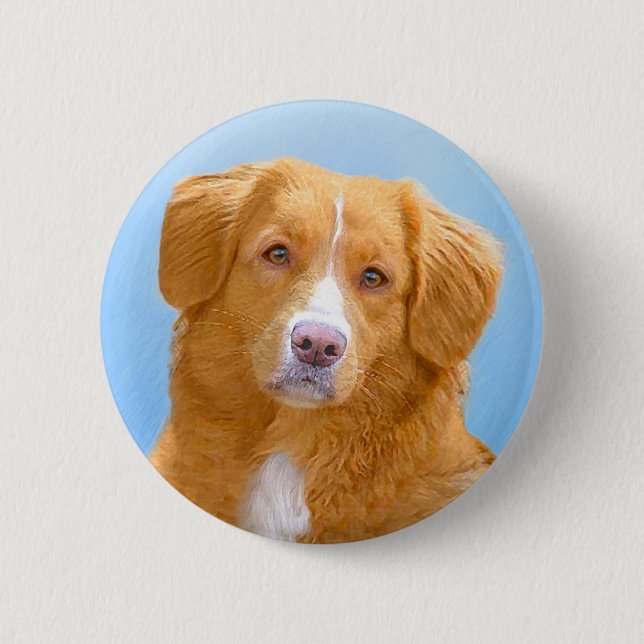 Macaron Rond 5 Cm Nouvelle-Écosse Peinture de chien pour l'essayeur  (Devant)