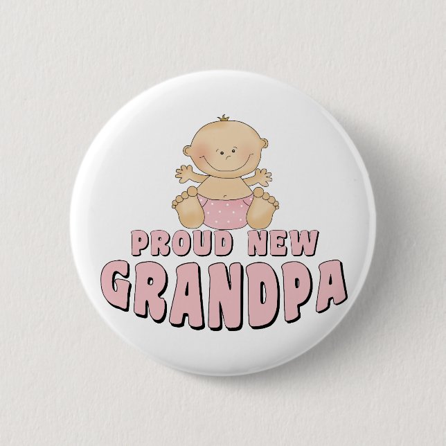 Macaron Rond 5 Cm NOUVELLE fille FIÈRE de grand-papa (Devant)
