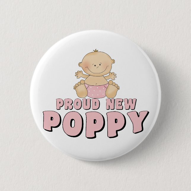 Macaron Rond 5 Cm NOUVELLE fille FIÈRE de pavot (Devant)