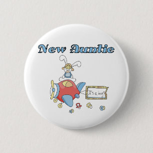 Macaron Rond 5 Cm Nouvelle tante - T-shirts et cadeaux d'avion