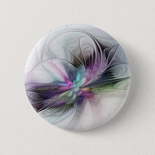 Macaron Rond 5 Cm Nouvelle vie, Colorful Abstrait Fractal Art Imagin (Devant)