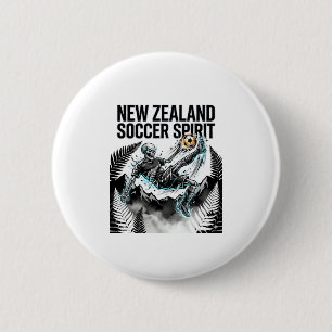 Macaron Rond 5 Cm Nouvelle-Zélande Esprit de Football Squelette Bute
