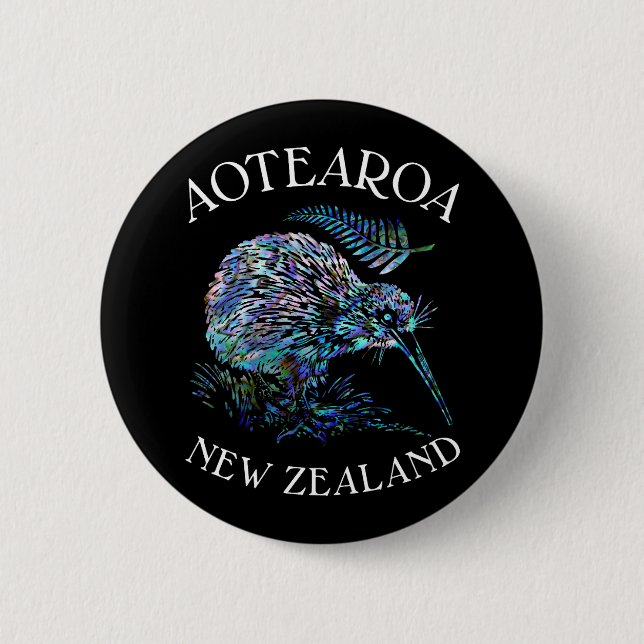 MACARON ROND 5 CM NOUVELLE ZÉLANDE KIWI PAUA 6 CM ROND (Devant)