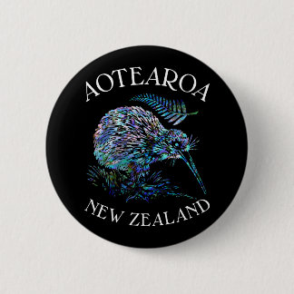 MACARON ROND 5 CM NOUVELLE ZÉLANDE KIWI PAUA 6 CM ROND