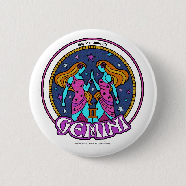 Macaron Rond 5 Cm NP Gemini, Bouton rond De 2¼ Pouces (Devant)