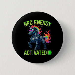 Macaron Rond 5 Cm Npc Énergie Activée Drôle Esthétique Gamer Rgb Pix