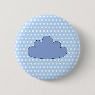 Macaron Rond 5 Cm Nuage bleu sur les points de polka bleus et blancs