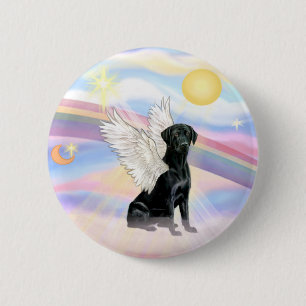 Macaron Rond 5 Cm Nuages - Black Labrador Retriever Angel
