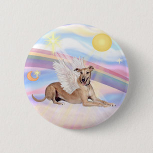 Macaron Rond 5 Cm Nuages - L'Ange Gryhound Fawn (couché en bas)
