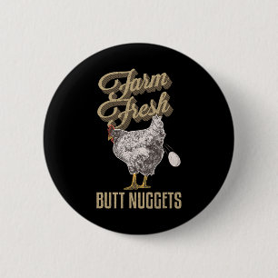 Macaron Rond 5 Cm Nuggets de fesses frais de la ferme Drôle de poule