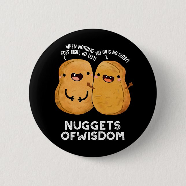 Macaron Rond 5 Cm Nuggets De Sagesse Drôle Nourriture Pun Dark BG (Devant)