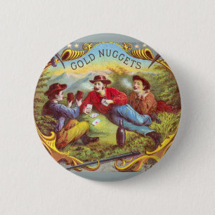Macaron Rond 5 Cm Nuggets d'or Antique Étiquette Cigar