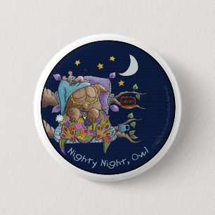 Macaron Rond 5 Cm Nuit de chemise de nuit, hibou