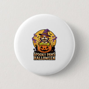 Macaron Rond 5 Cm Nuit de citrouille bouledogue Halloween