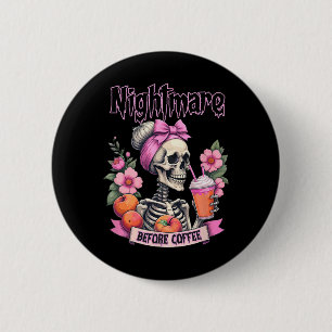 Macaron Rond 5 Cm Nuit effrayante avant café Halloween Fleur Skeleto