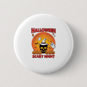 Macaron Rond 5 Cm Nuit effrayante d'Halloween Crâne Chapeau de sorci