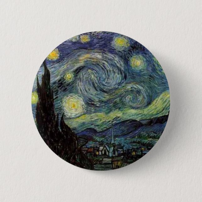 Macaron Rond 5 Cm Nuit étoilée - van Gogh (Devant)