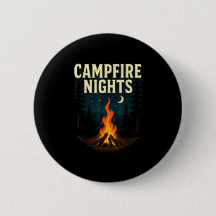 Macaron Rond 5 Cm Nuits au coin du feu en camping forêt montagnes
