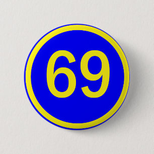 Macaron Rond 5 Cm numéro, 69, dans un cercle