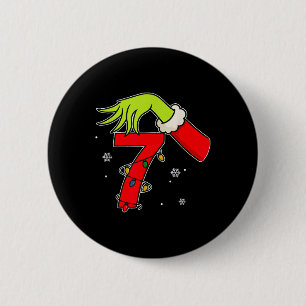 Macaron Rond 5 Cm Numéro amusant 7 Noël 67 Six Sept Mème Xmas Hommes