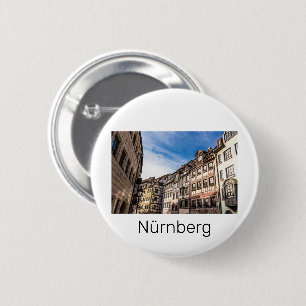 Macaron Rond 5 Cm Nuremberg Cityscape Bavière Allemagne Souvenir