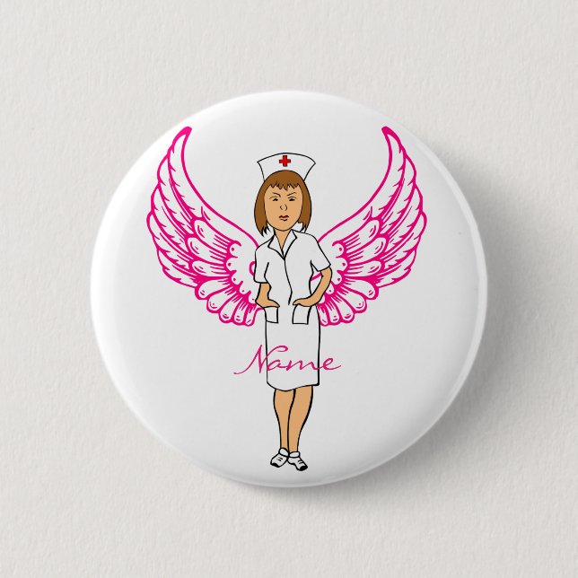 Macaron Rond 5 Cm Nurse Angel Wings Thunder_Cove (Devant)