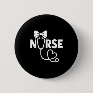 Macaron Rond 5 Cm Nurse avec ruban coquette Stéthoscope Artwork de c