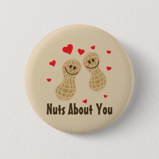Macaron Rond 5 Cm Nuts Sur Vous Cute Peanuts Alimentation Pun Humour (Devant)