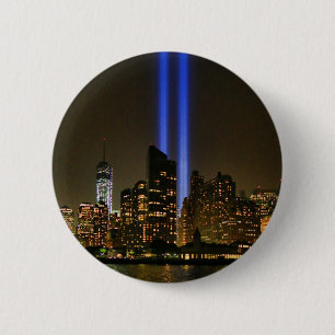 Macaron Rond 5 Cm NYC Skyline: Hommage Du 11 Septembre À La Lumièr