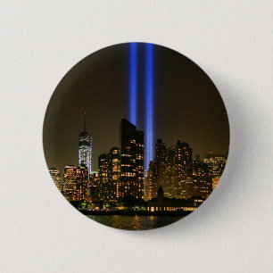 Macaron Rond 5 Cm NYC Skyline : WTC 9/11 Hommage À La Lumière 2013 #
