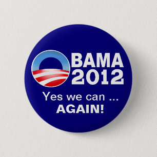 Macaron Rond 5 Cm Obama 2012 - Oui nous pouvons… Encore ! Bouton d