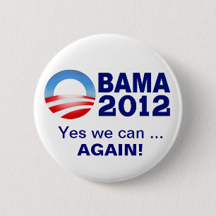 Macaron Rond 5 Cm Obama 2012 - Oui nous pouvons… Encore ! Bouton de