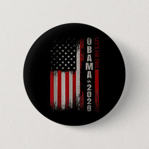 Macaron Rond 5 Cm Obama 2028 Vote Obama pour l'élection présidentiel