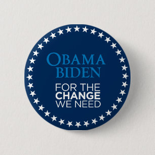 Macaron Rond 5 Cm Obama Biden pour le changement que nous avons
