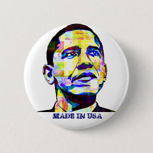 Macaron Rond 5 Cm Obama - Bouton Fabriqué aux États-Unis