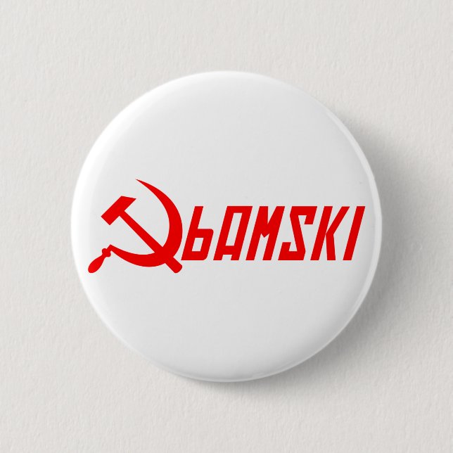 Macaron Rond 5 Cm Obama communiste (Devant)
