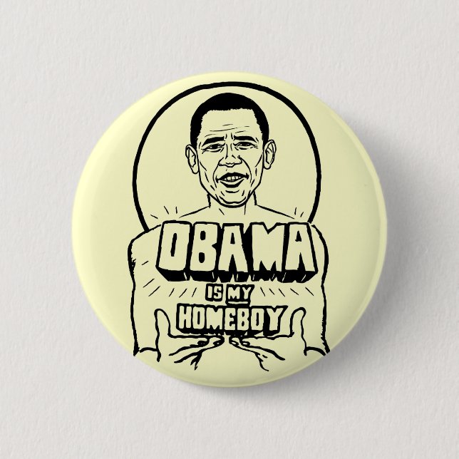Macaron Rond 5 Cm Obama est mon bouton de Homeboy (Devant)