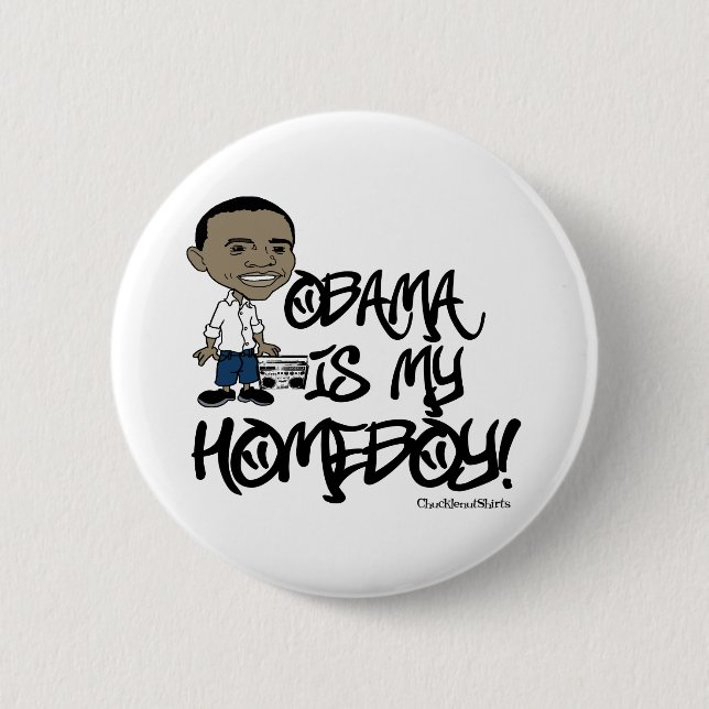 Macaron Rond 5 Cm Obama est mon Homeboy ! (Devant)